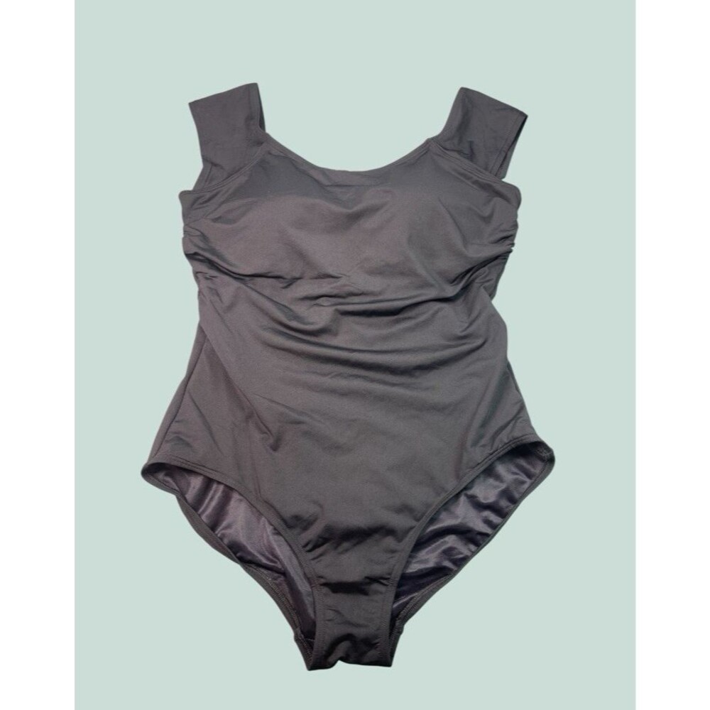 Lands' End NWOT womens black one piece swimsuit sz 14 Mast padded vacation party
